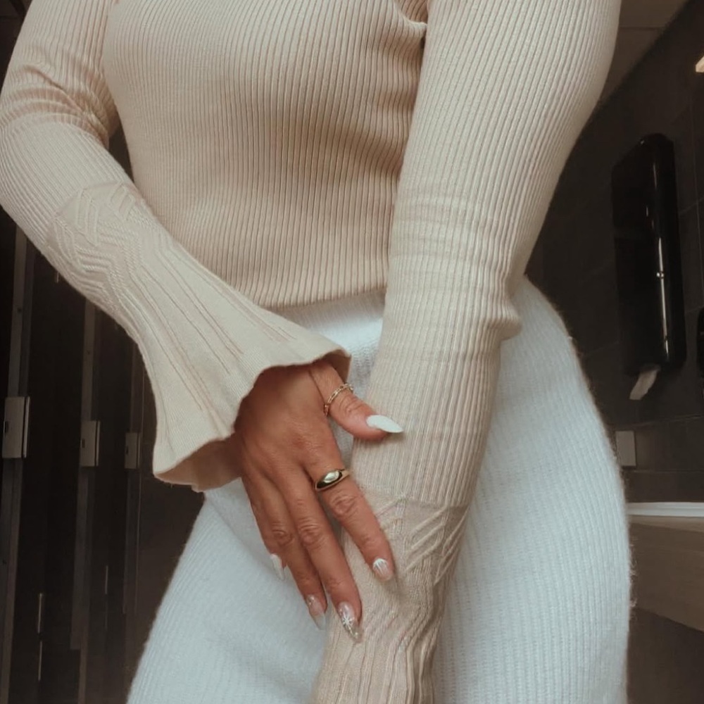 Tan Ribbed Long Sleeve Sweater